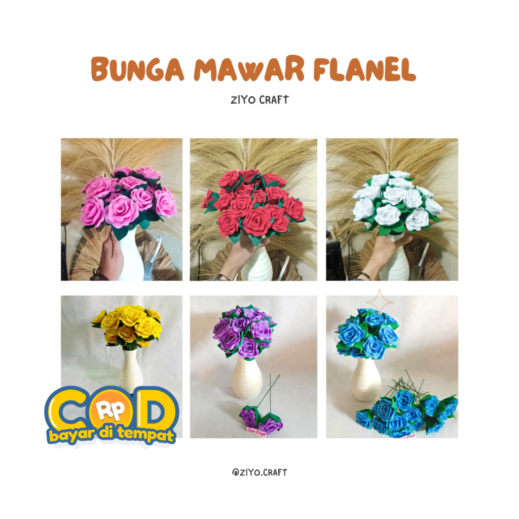 Bunga Mawar Flanel 1 Tangkai