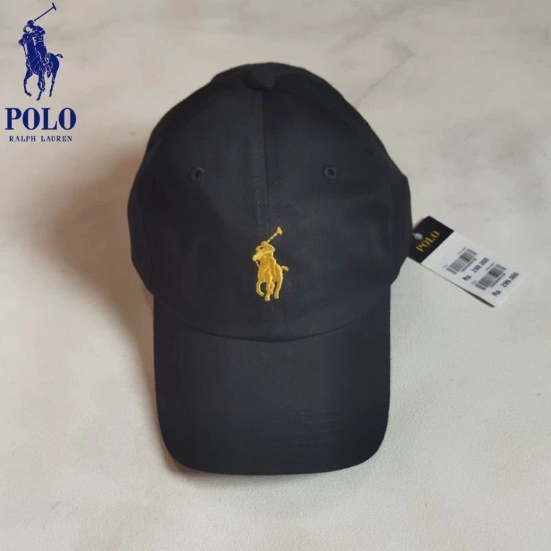 caps/topi polo Ralph Lauren -hitam logo gold-original BNWT