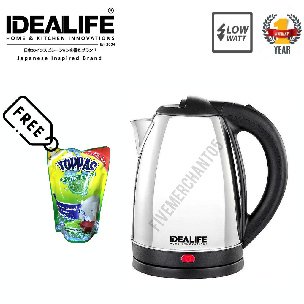 Teko Listrik Idealife IL 110 1,8 Liter Low Watt Electric Kettle IL-110 Pemanas Air Otomatis Ideal Li