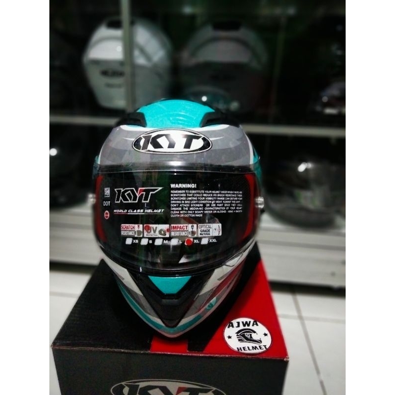 HELM KYT FALCON FR FLOW BLACK / AQUA BLUE