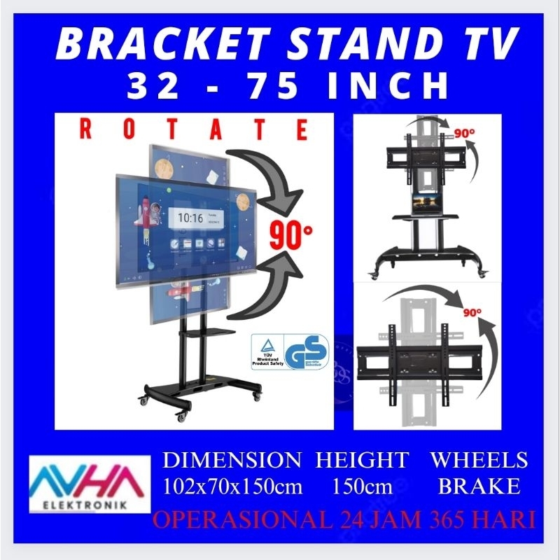 BracKet standing tv Rotate Potrait & Landscape, bracket tv standing, bracket stand tv, bracket tv st
