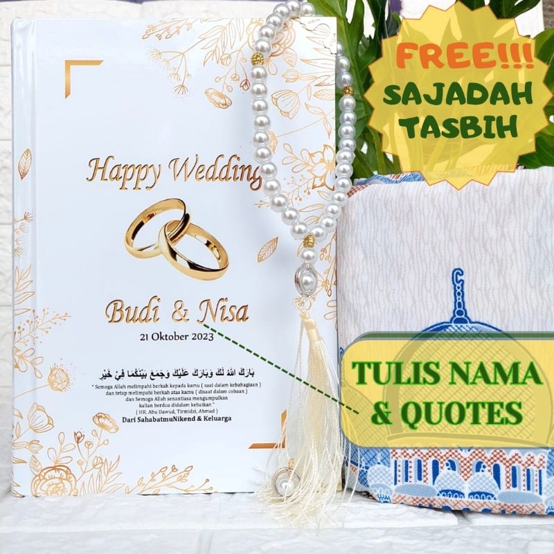 alquran custom nama seserahan pernikahan alquran terjemahan dan tajwid sajadah tasbih putih
