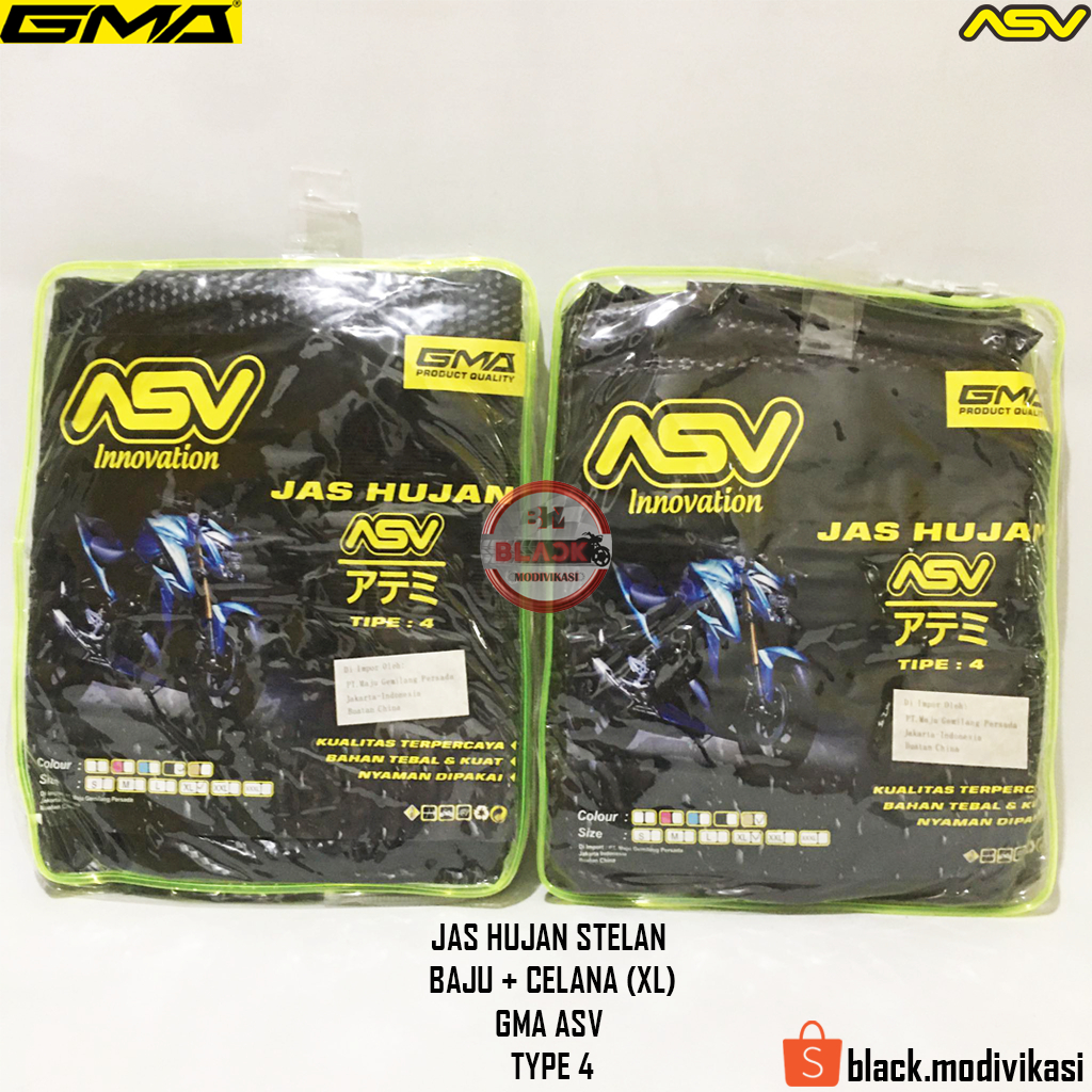 Jas Hujan / Mantel Hujan Karet Stelan Set Baju + Celana GMA ASV Type 4 Motif Carbon Metalic Elastis 