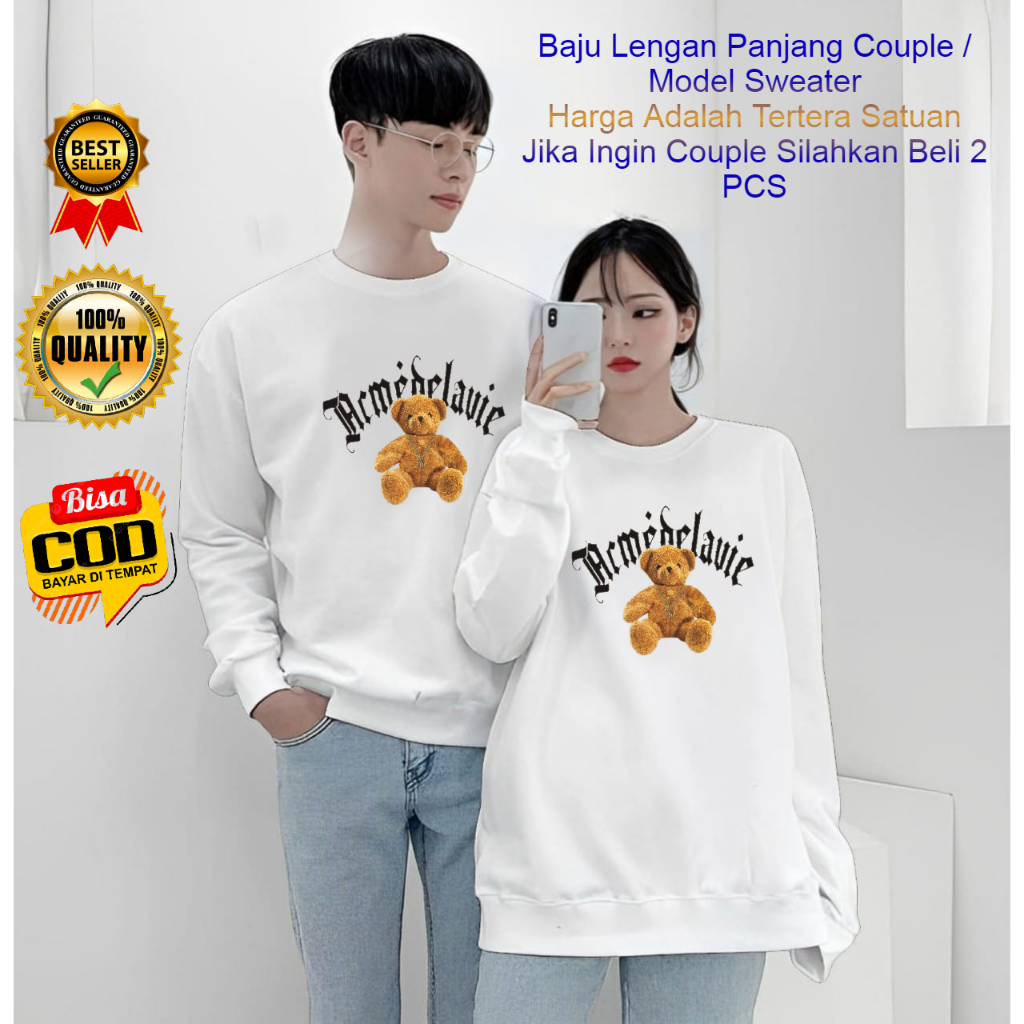 Baju Kaos Couple Pasangan Pacar ARMIBELAVIC / Lengan Panjang Couple Distro Model Sweater / Baju Kape