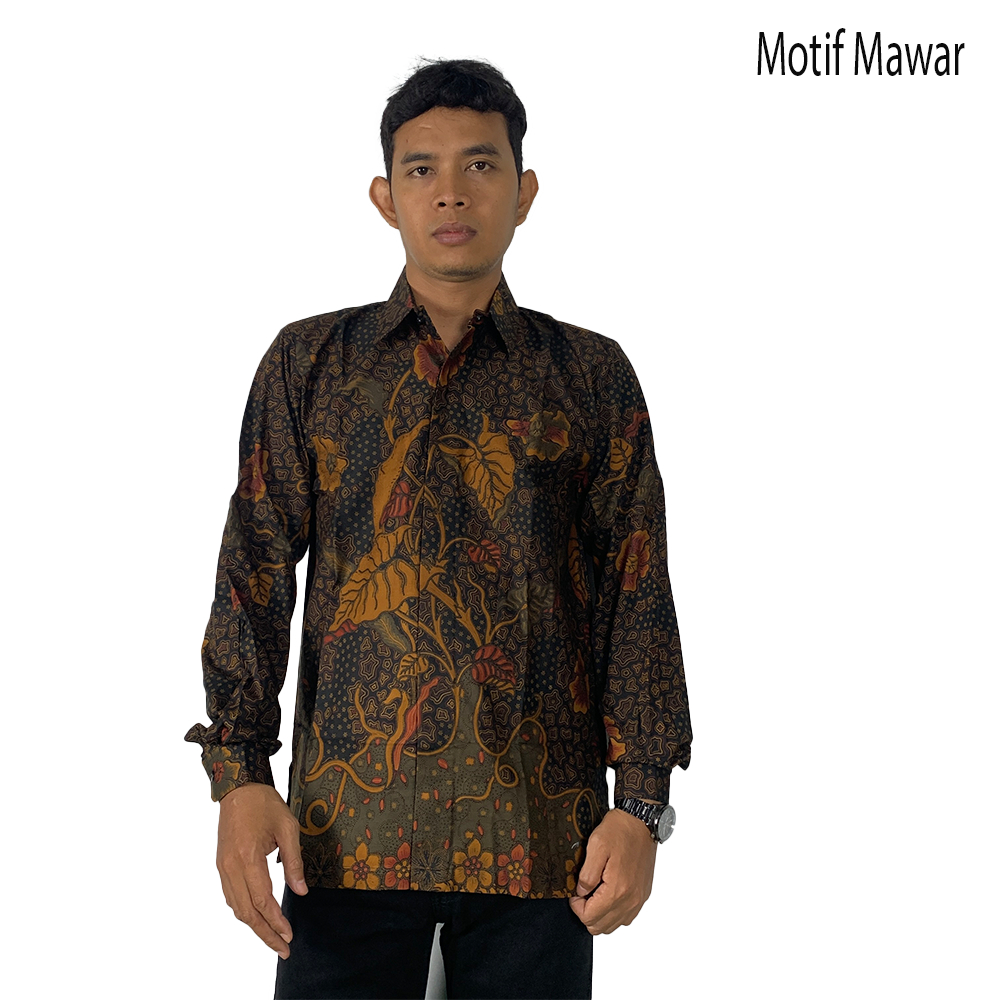 Kemeja Batik laseman batik semi tulis bahan primis lapisan trikot adem size m l xl xxl