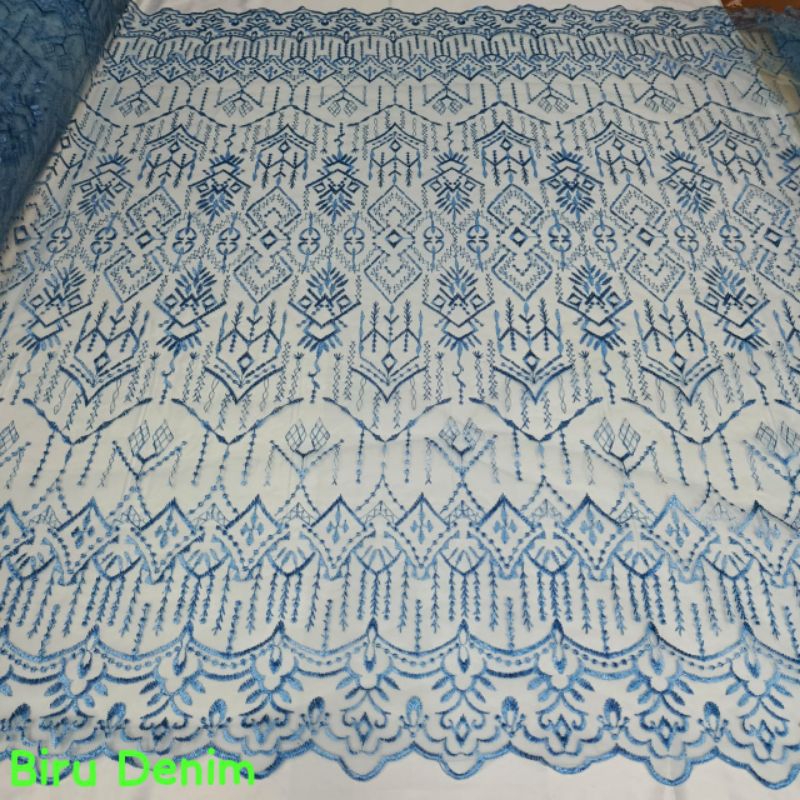 (COD) Bahan Kain Kebaya Bahan Tulle Septo Etnik Bordir