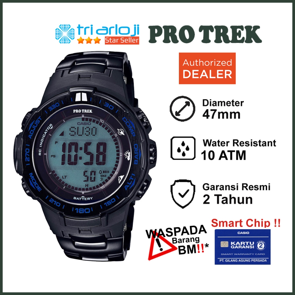 Casio PROTREK PRW-3100YT-1DR Jam Tangan Pria Digital Titanium PRW3100 PRW-3100YT-1 Triple Sensor