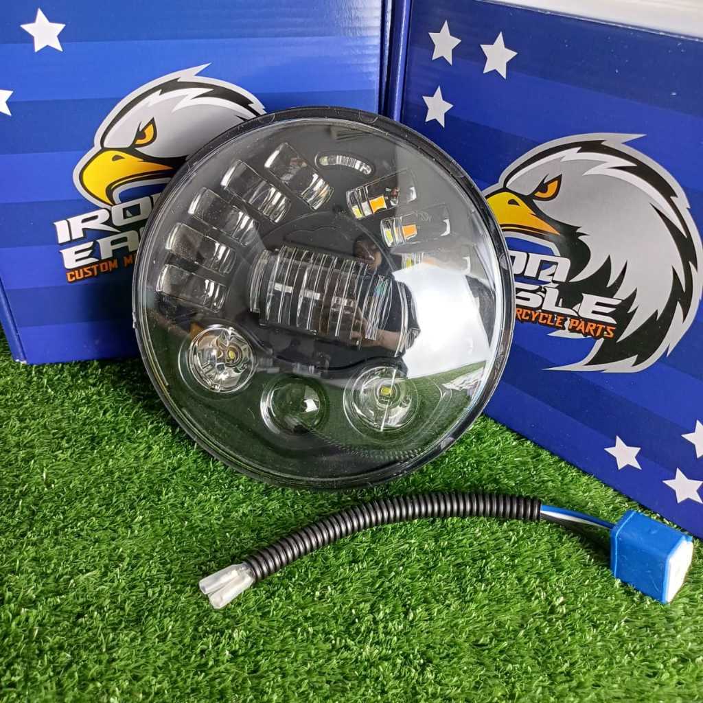 LAMPU DEPAN 19 LED HEADLAMP 7 INCH 5'75 INCH IRON EAGLE SUPER TERANG