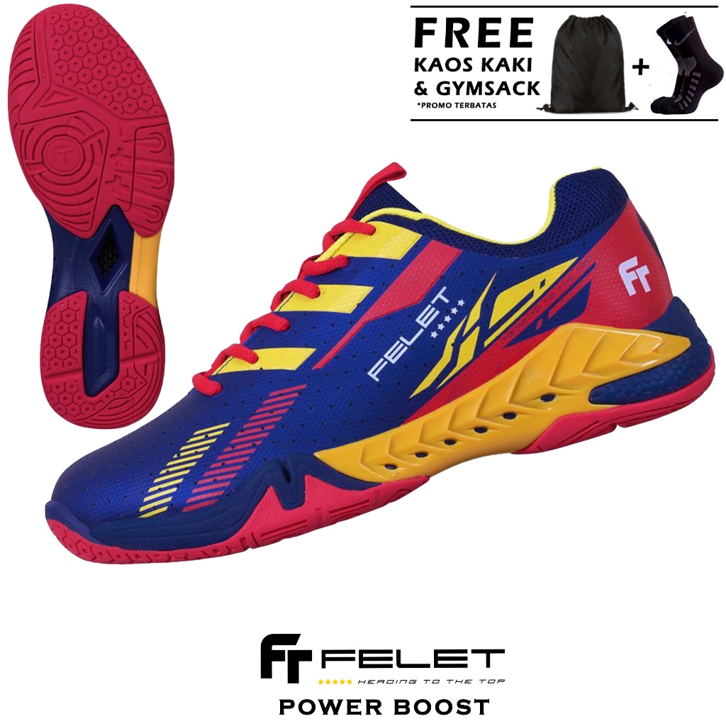 Sepatu Badminton Felet Power Boost Terbaru - Sepatu Bulu Tangkis Felet Power Boost Original