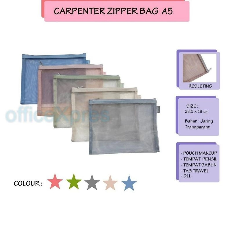 

Zipper Bag A5 A4 / Tempat Pensil / Zipper Map / Tas Jaring Resleting / Pouch Dompet A5 A4