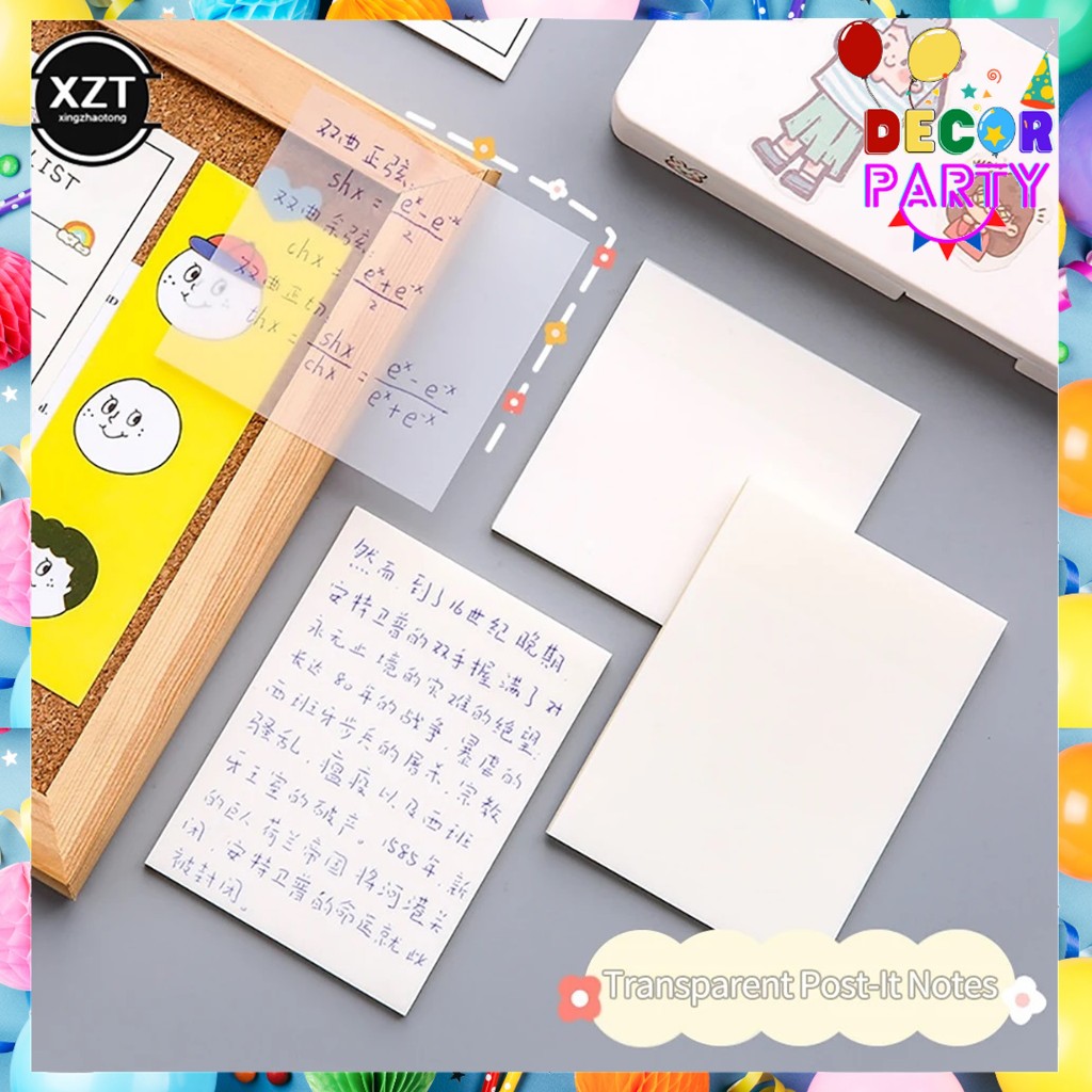 

DP Set Kertas Notes Transparan 50Lembar Label Stickers PET Tahan air dan halus Kertas Memo Kertas Tempel Anti Air Untuk Sekolah