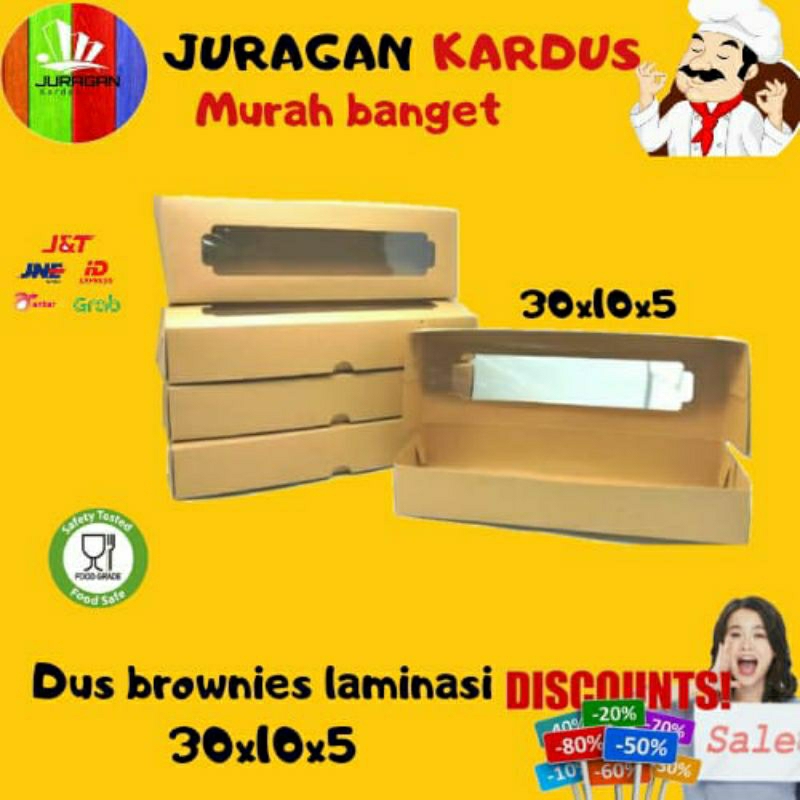 

DUS BROWNIES L KRAFT LAMINASI/30X10X5/DUS ROTI SOBEK/ DUS COOKIES/DUS BOLU/DUS PISANG BOLEN