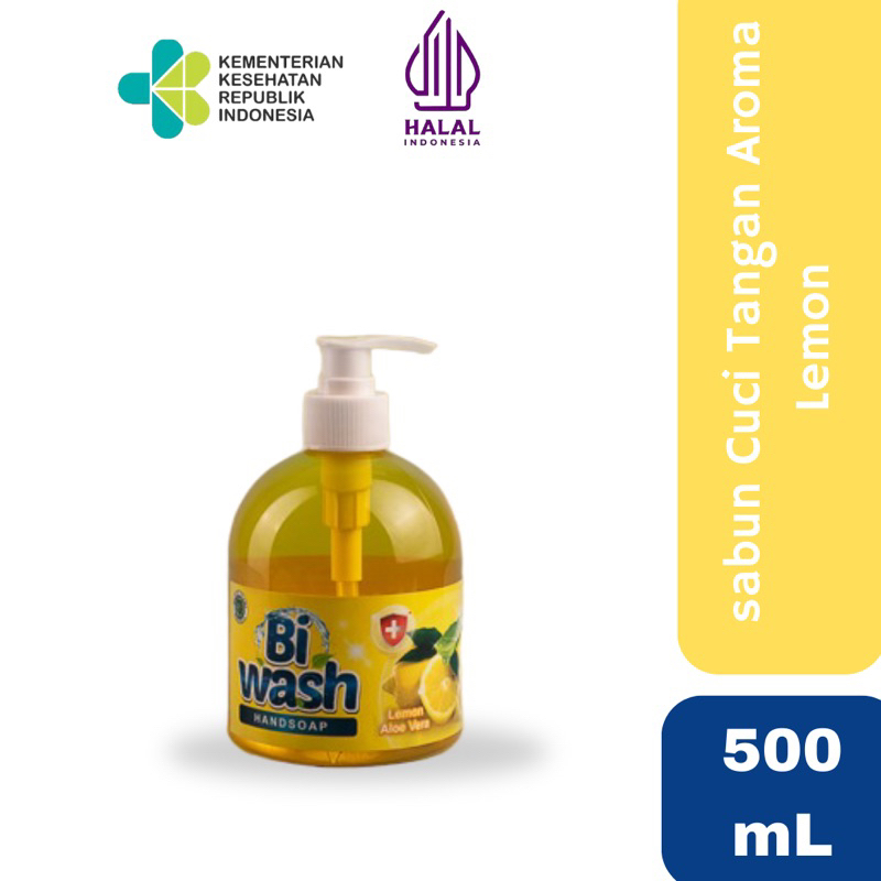 Bi Wash Sabun Cuci Tangan Aroma Lemon Botol Pump 500mL