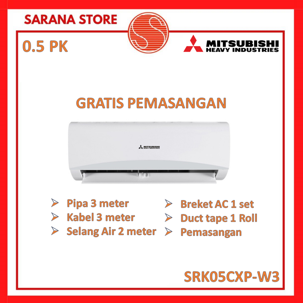AC Mitsubishi 1/2 PK Heavy industries SRK05CXP-W3 0.5PK SRK05CXP 05CXP