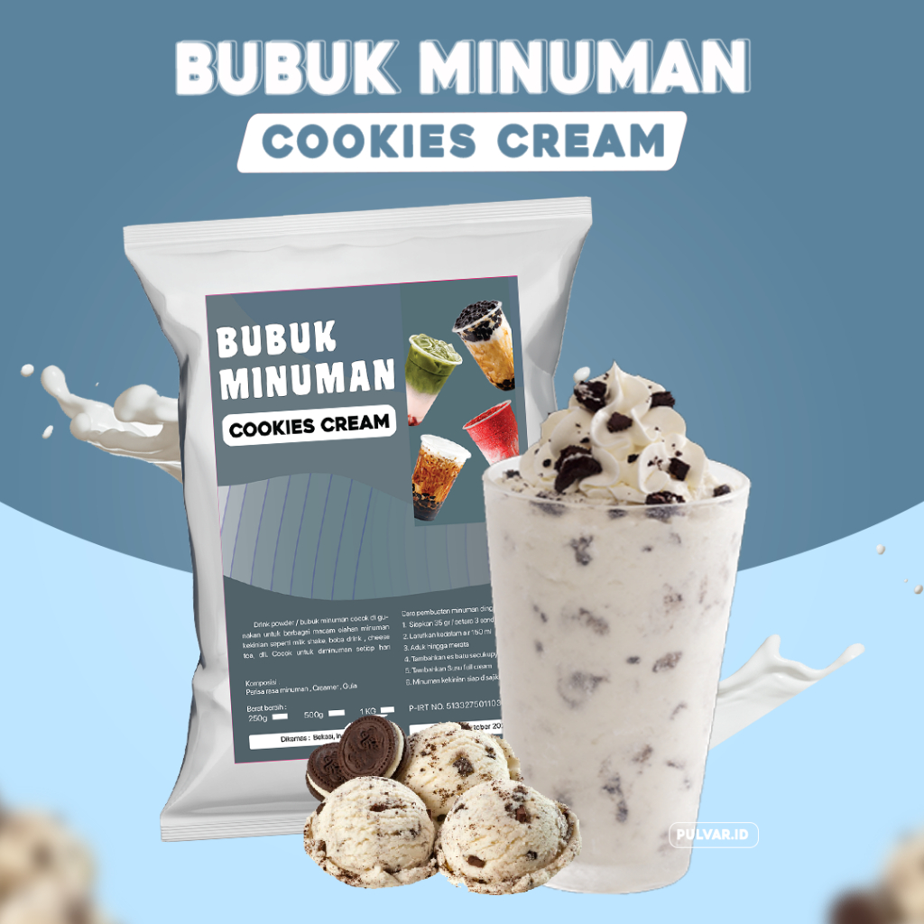 

BUBUK MINUMAN RASA COOKIES CREAM / SERBUK MINUMAN COOKIES CREAM / BUBUK MINUMAN RASA COOKIES CREAM