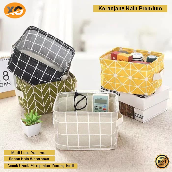 Keranjang Kain Mini Penyimpanan Barang Bahan Kanvas Waterproof Tebal Lucu