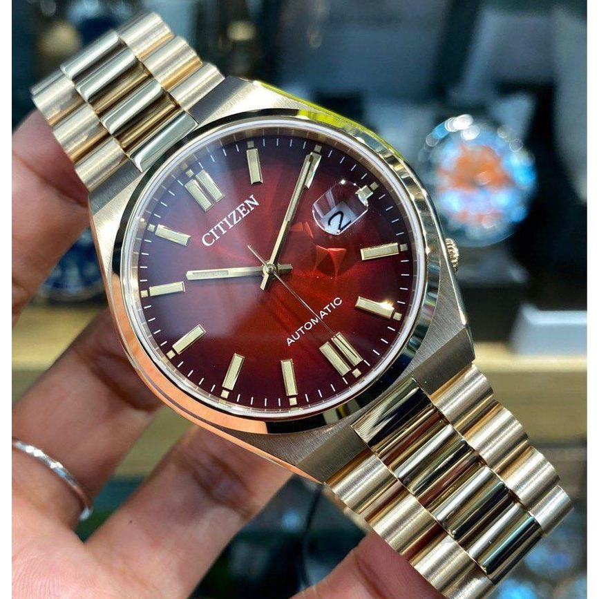 JAM TANGAN PRIA CITIZEN NJ0153-82X TSUYOSA AUTOMATIC ROSEGOLD RED ORIGINAL