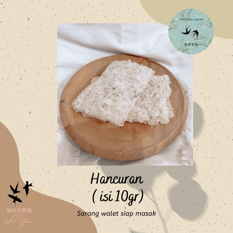 

BirdNest Sarang Burung Walet Hancuran serat Siap Masak (HARGA PER 10gr)