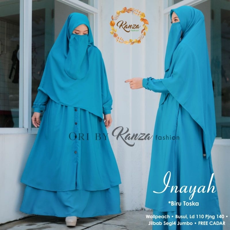 Inayah Syari Setelan Baju Muslimah Gamis  Jubah Plus Jilbab Free Cadar