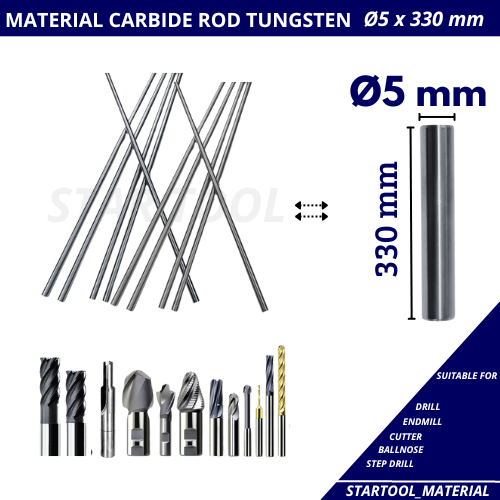 Carbide Rod 5mm x 330 mm Material Full Carbide Rod Tungsten