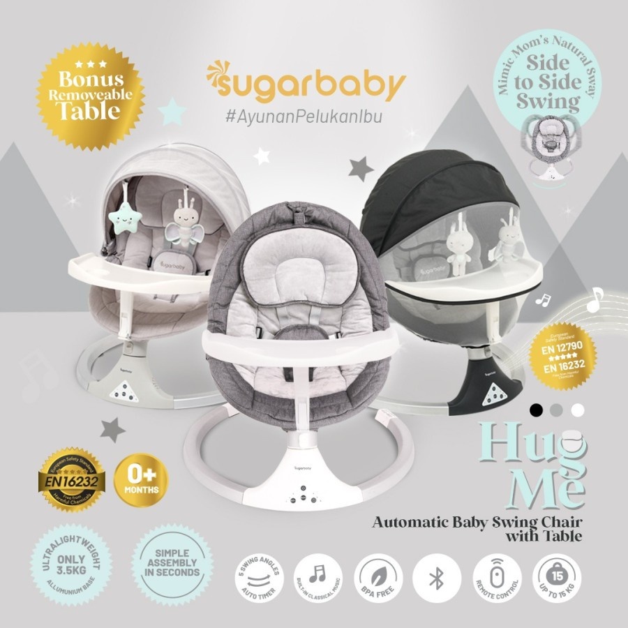 SugarBaby Hug Me Automatic Swing Chair with Table Bouncer - Ayunan Bayi Elektrik Otomatis