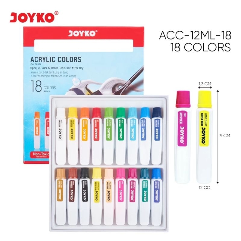

Joyko Acrylic Color ACC-12ML-18 - Cat Akrilik 18 Warna