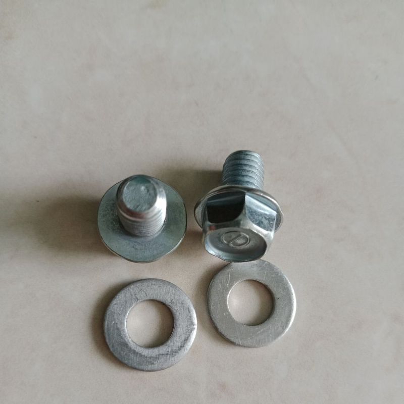 (2Pcs) Baut Oli Gardan Beat Baut Oli Gardan+Ring Alumunium Honda Matic