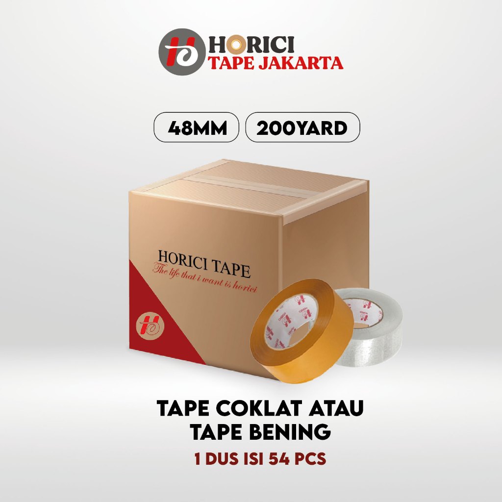 

[GROSIR 1 DUS ISI 54 PCS] HORICI 1 DUS LAKBAN BENING COKLAT 2" INCH 48MM x 200 Yard ISOLASI BENING COKLAT