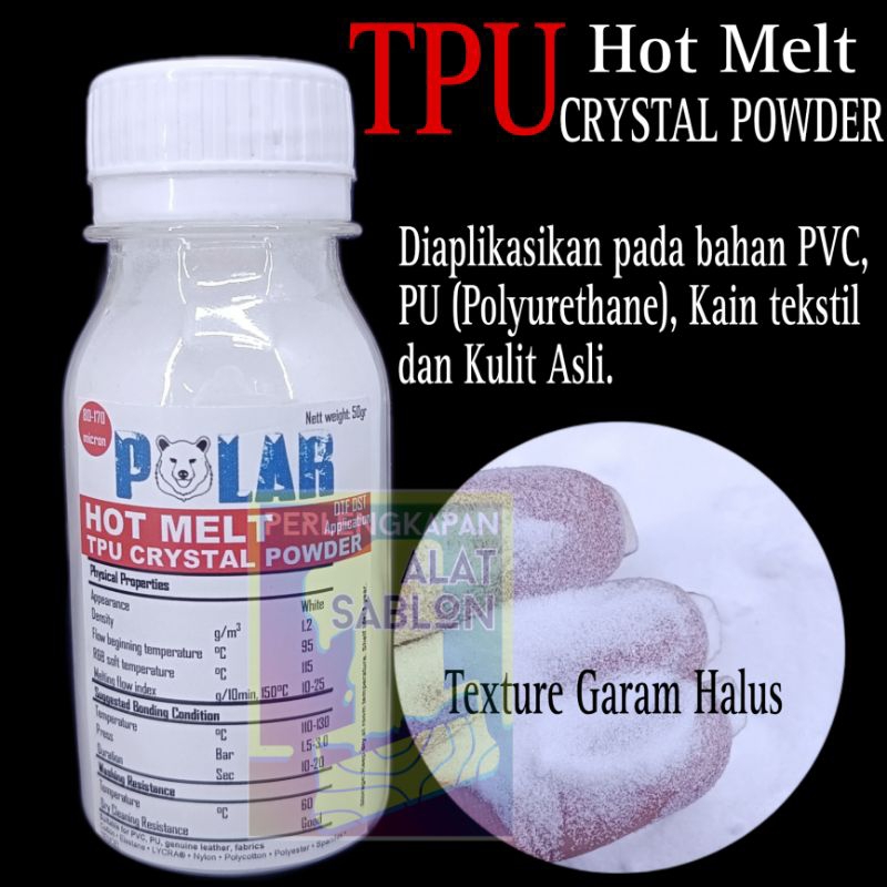 TPU HOT MELT CRYSTAL POWDER LEM TRANSFER DTF DST ADHESIVE 50GR