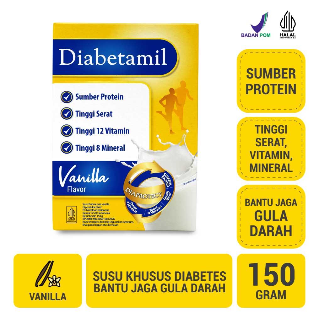 

Susu Diabetamil Vanilla 150 gram - Susu Khusus Diabetes Bantu Jaga Gula Darah