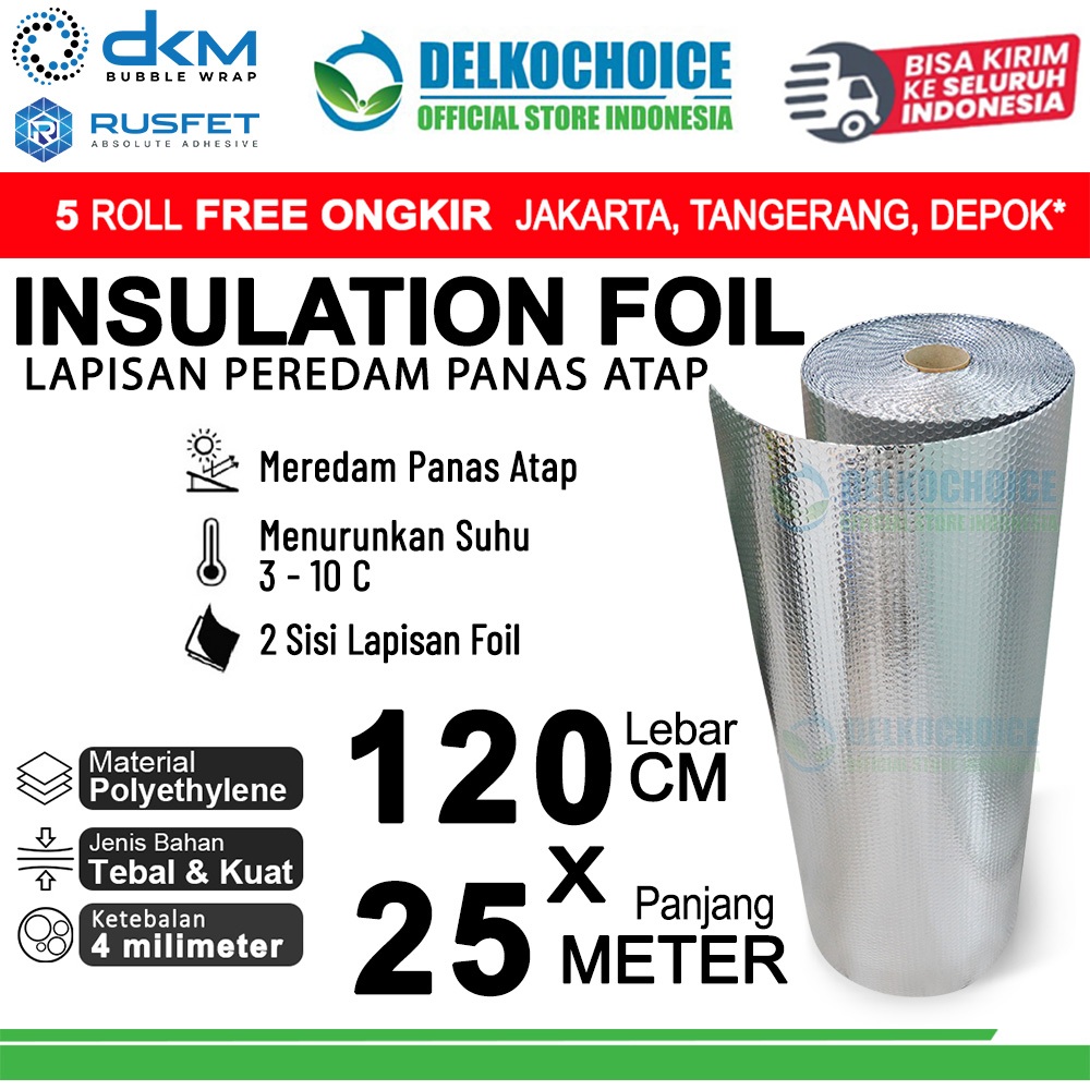 Bubble Alumunium Foil Insulation Foil Peredam Panas Atap 120cm x 25m