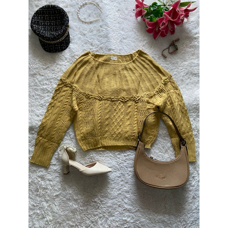 ATASAN SWEATER RAJUT KEPANG SOFT YELLOW