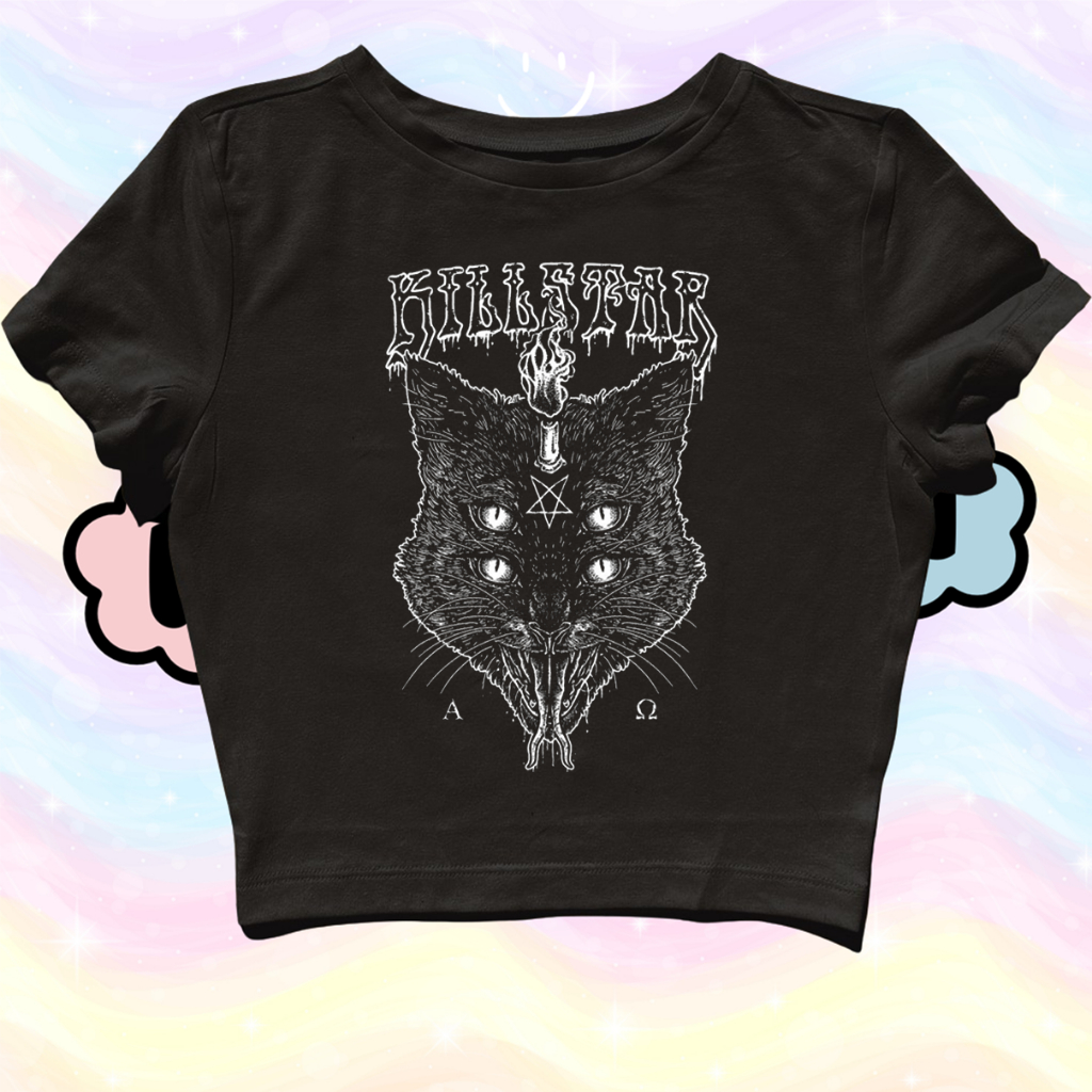 STARPERSON | CROP TOP KILLSTAR CAT | GRUNGE | Y2K | METAL | VINTAGE | AESTHETIC | BAND | MUSIC | ROC