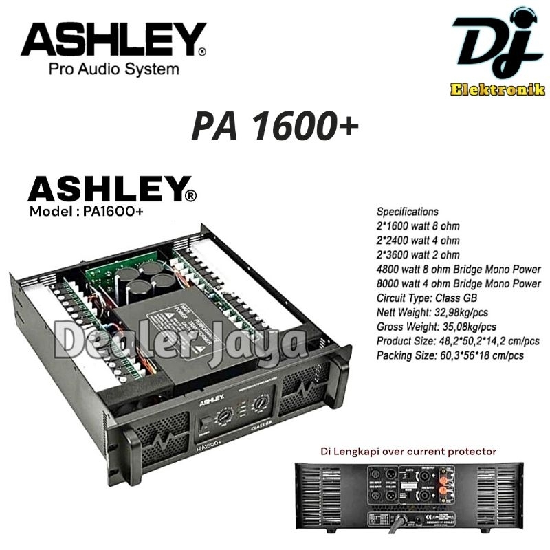 Power Amplifier Ashley PA 1600 + / PA1600 - 2 channel