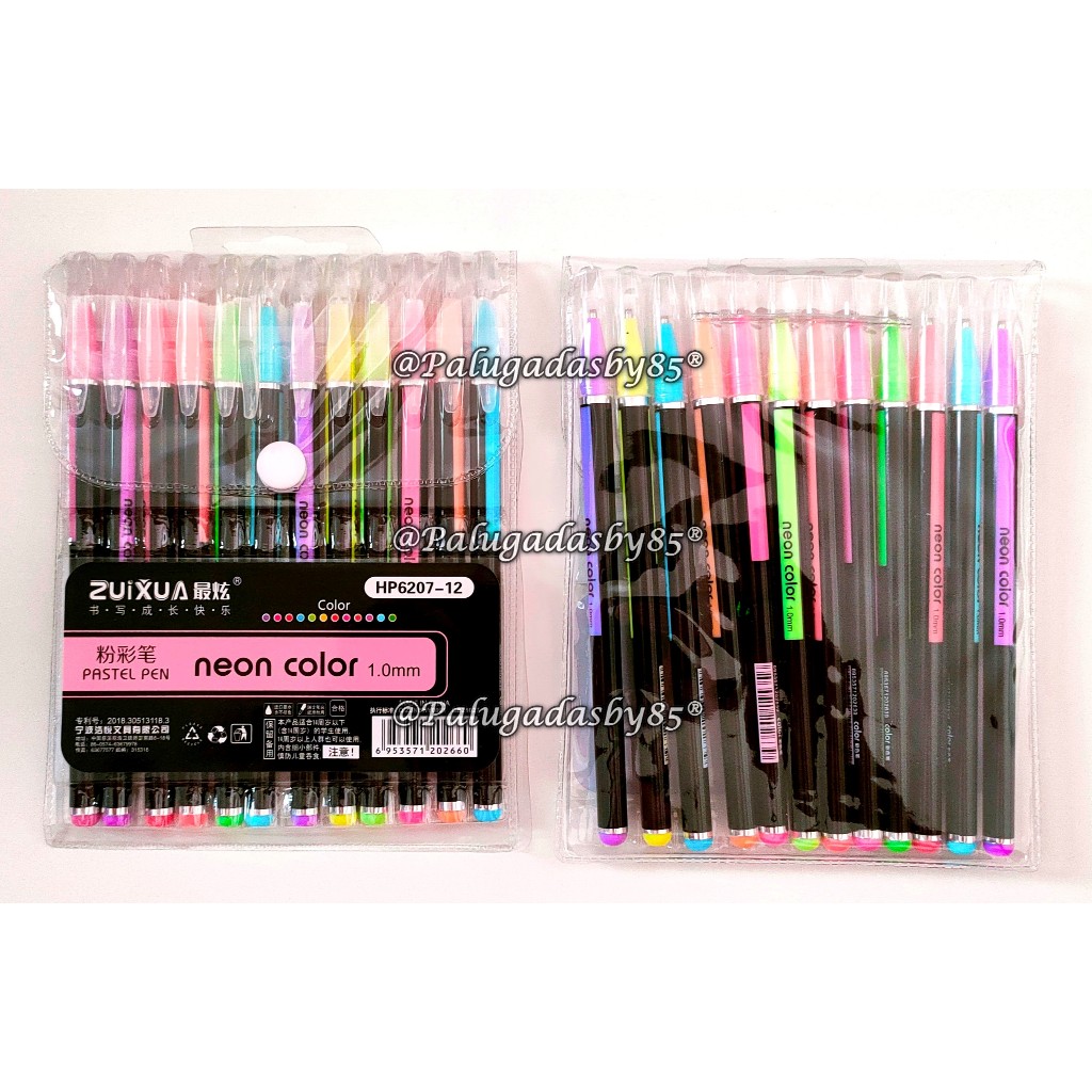 

(1 Pak / 12 Warna) Gelpen ZUIXUA HP6207-12 HG6107-12 HG-6120-12 HC-6407-12 6307-12 6118-12 HC A-100-12 / Pen Gel Warna Warni Neon / Color Pen / Gel Pen Color Zui Xua / Pen Neon