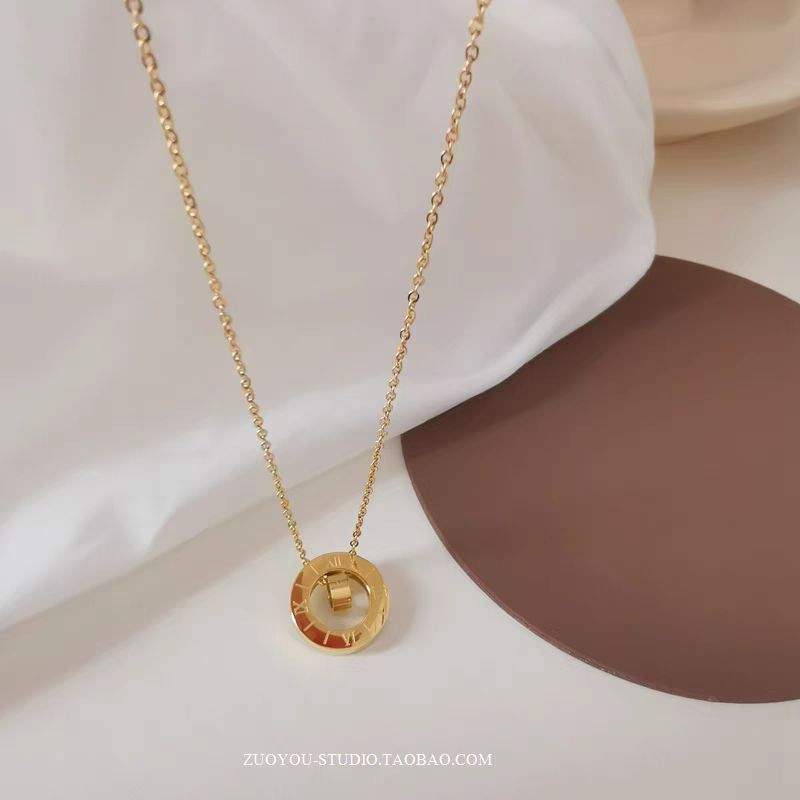 KALUNG TITANIUM WANITA ASLI /RANTAI MODEL CINCIN ROLL PERMATA