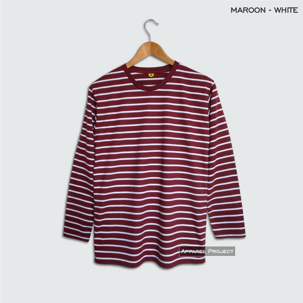 KAOS MOTIF GARIS GARIS STRIPE LENGAN PANJANG UNTUK PRIA DAN WANITA