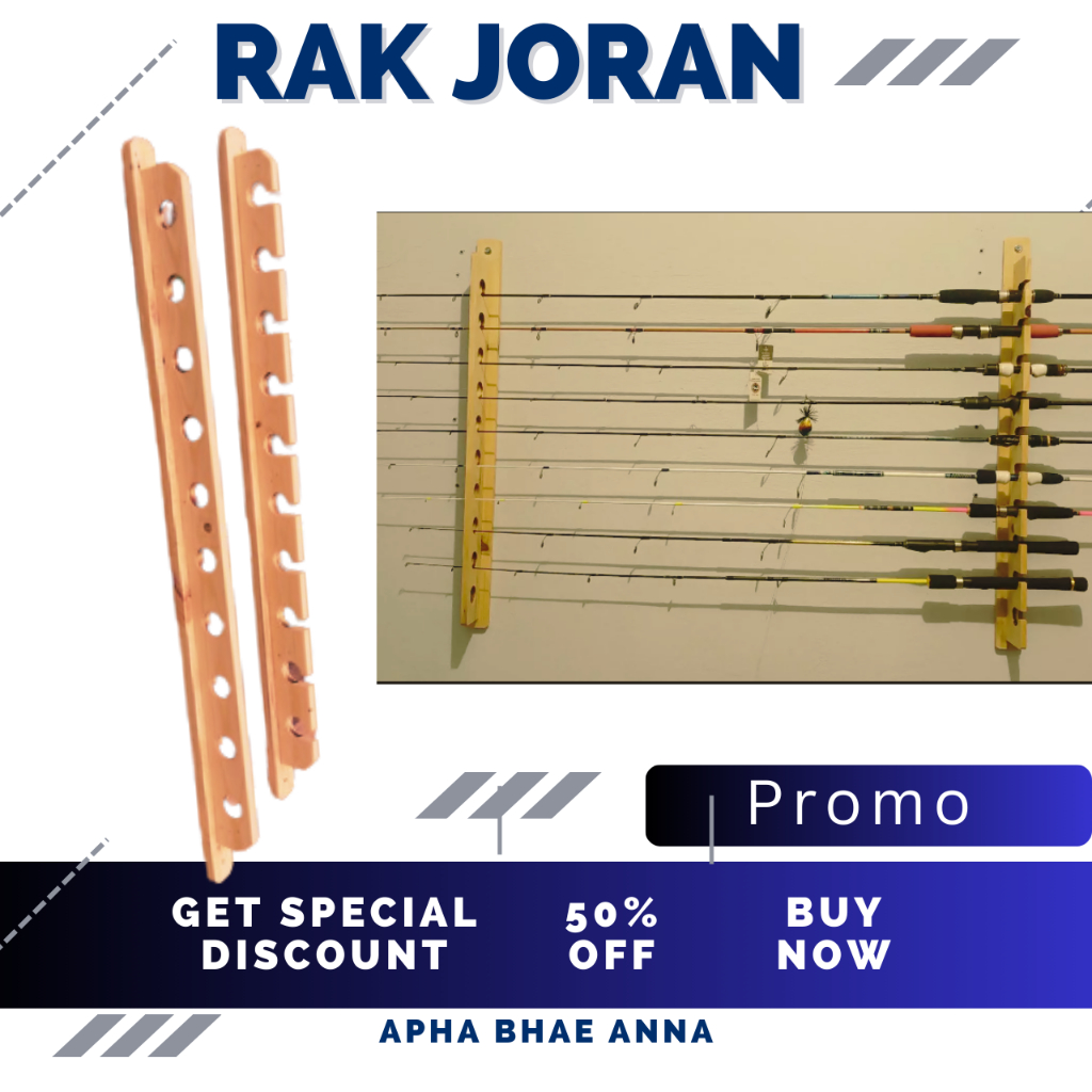 RAK PANCING KAYU TEMPEL DINDING 10SLOT ALAT TEMPAT DUDUKAN TEGEK PRAKTIS