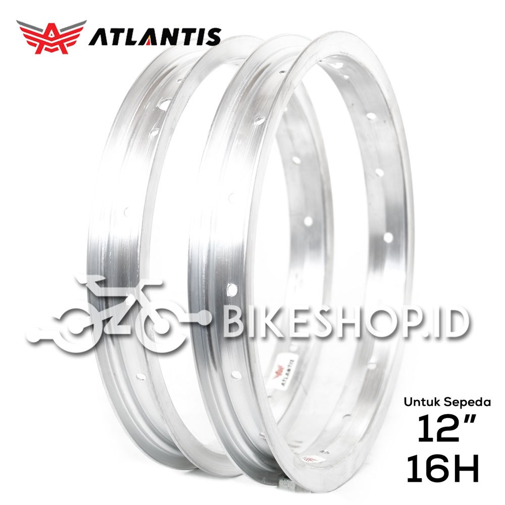 Velg Rims Alloy Sepeda 12" Inch Silver 16H Atlantis | High Quality
