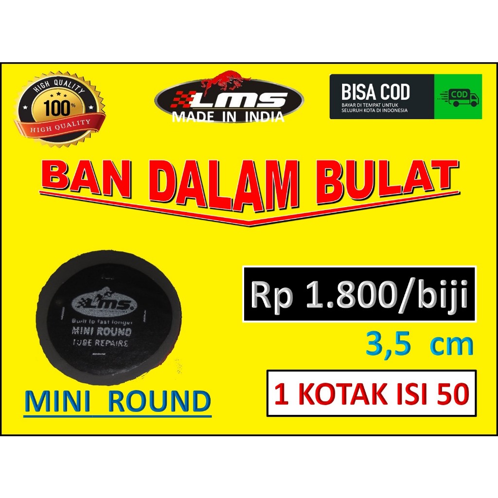 tambal tip top mini round karet tambal ban dalam tanpa bakar  LMS the bestpatch tire repair