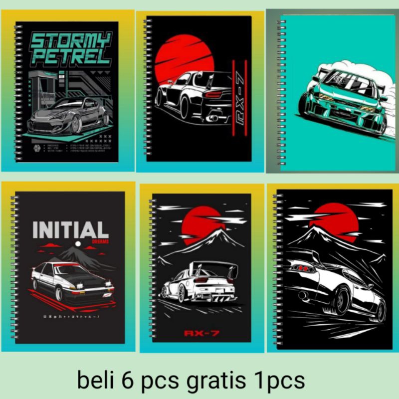 

buku notebook buku tulis edisi cover spesial limited mobil initial D drifting ukuran A6