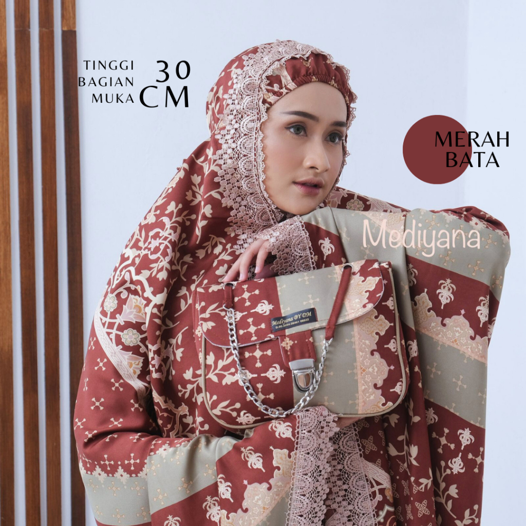 Mukena Dewasa Diorsilk 2in1 Motif Sultan Renda KD WARNA MERAH BATA