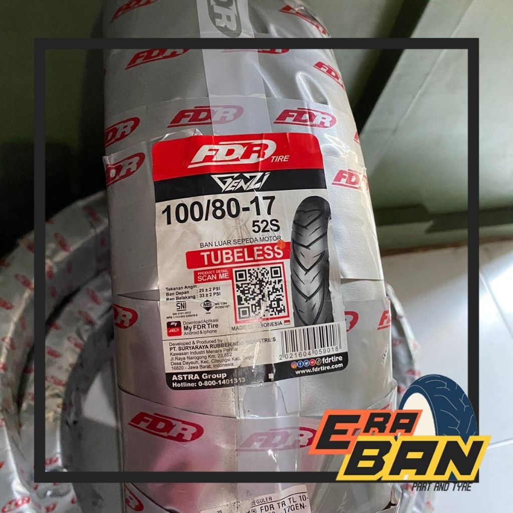 BAN LUAR FDR GENZI 100 80 RING 17 TUBELESS
