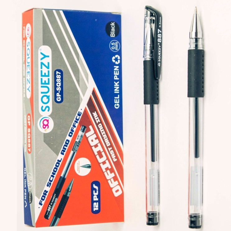 

Gel Pen SQ887 Hitam 0.5mm PAK isi12/Pen Gel Pulpen Gel SQ-887 Hitam/Pulpen Pen Pena Gel Hitam 0.5mm SQ-887 Perpack isi 12pcs