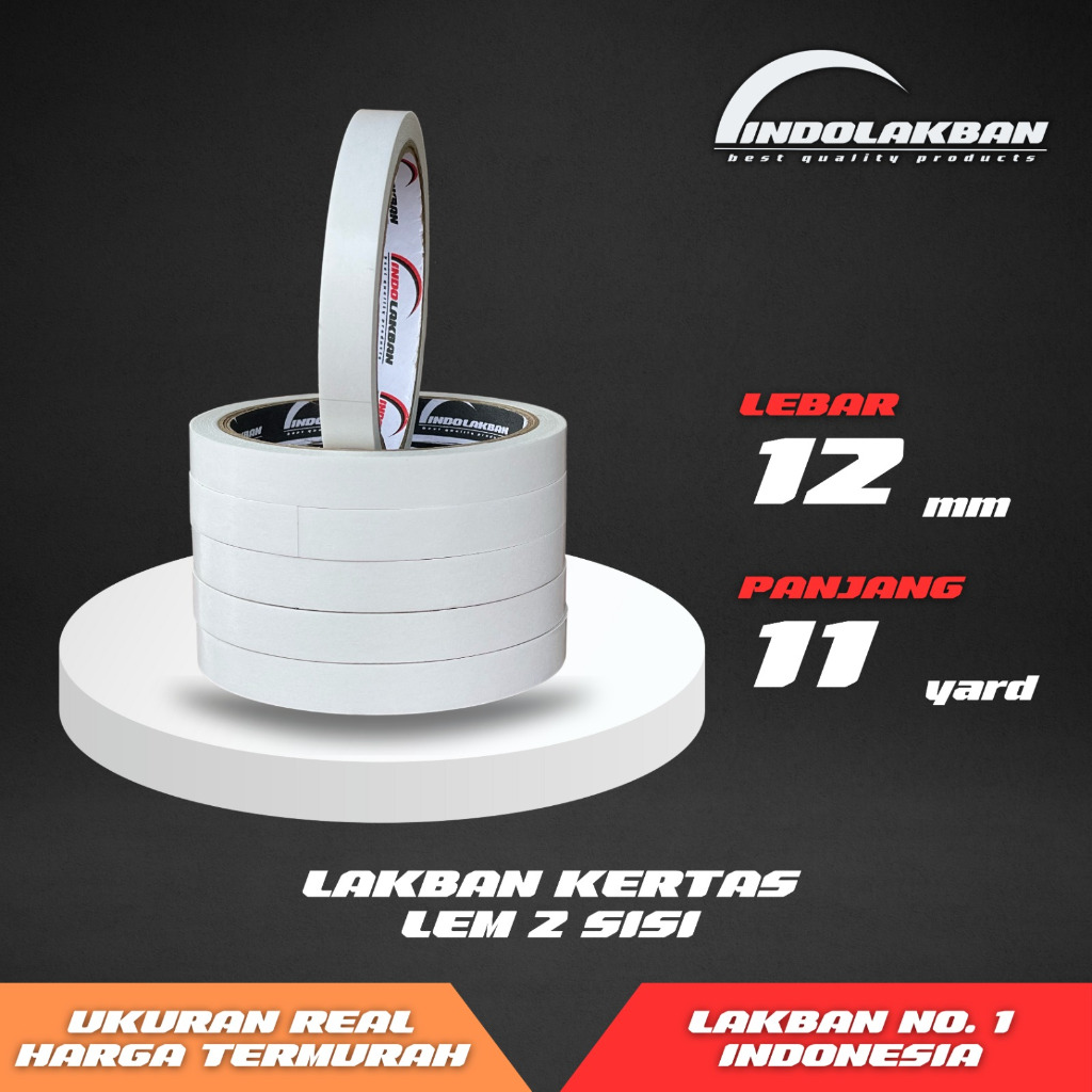 

( PER SLOP ) INDOLAKBAN DOUBLE TAPE KERTAS 1/2 INCH 11 YARD - 10 M