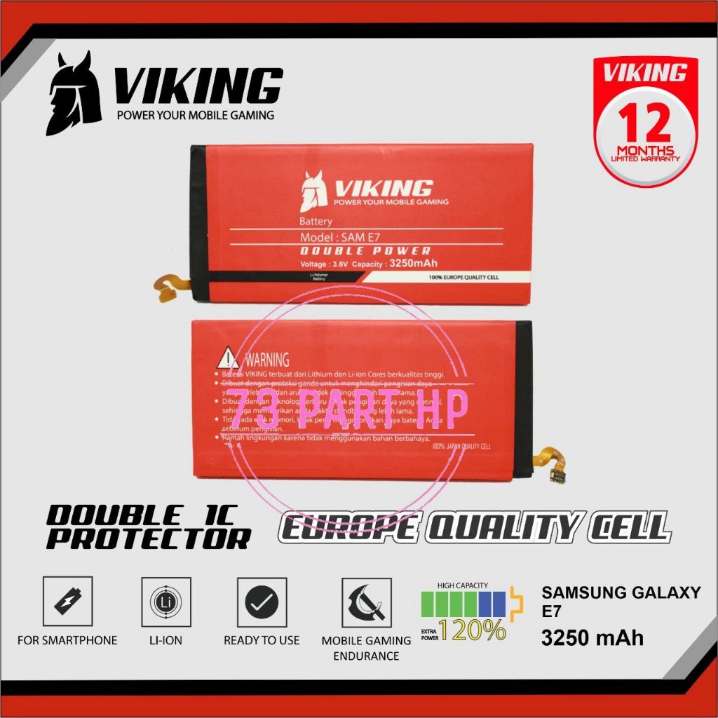 Baterai Viking Double Power - Sams Galaxy E7 2015 / E700 / SM-E7000 / SM-E7009 / SM-E700F / SM-E700F