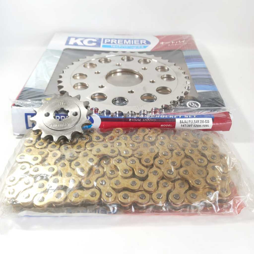 GEAR SET BAJAJ PULSAR 200-520 14/39T 520H-108L GOLD SERIES GIR PAKET BAJAJ PULSAR GIRSET BAJAJ PULSA