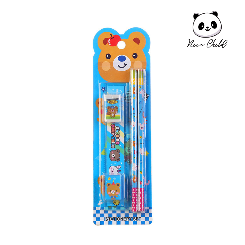 

NICE CHILD Stationery Set 5 in 1 Alat Tulis Anak Sekolah Penghapus penggaris Pensil Serutan Karakter