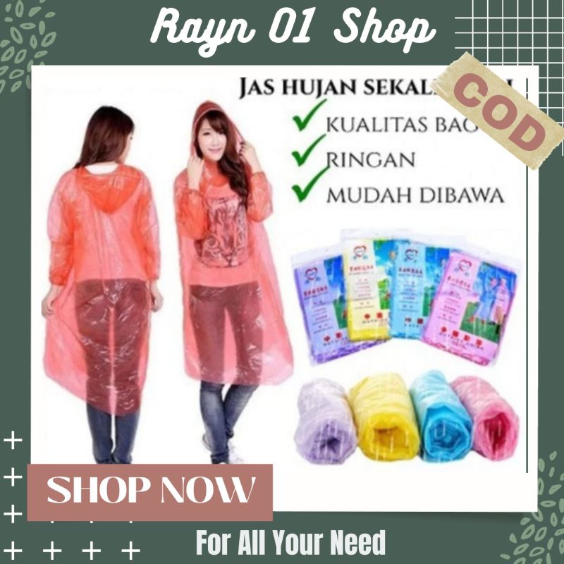 Jas Hujan Plastik Sekali Pakai / Mantel Hujan Sekali Pakai / Jas Hujan Plastik