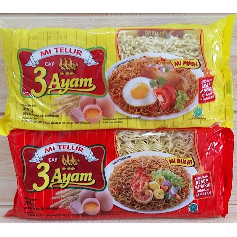 

Mi Telur Cap 3 Ayam Bulat & Pipih / Mi Telur / Mie 3 Ayam